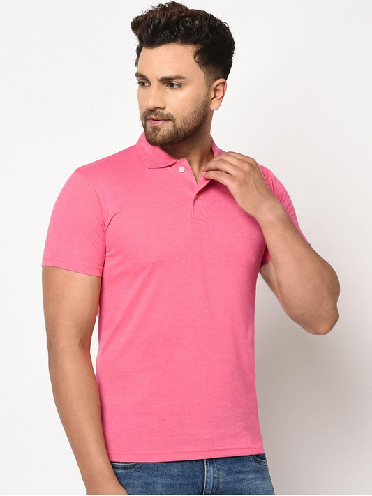 Cotton Blend Solid Half Sleeves Polo T-Shirt